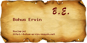 Bohus Ervin névjegykártya